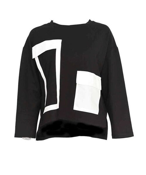 Geometric Panel Graphic Long Sleeve Top